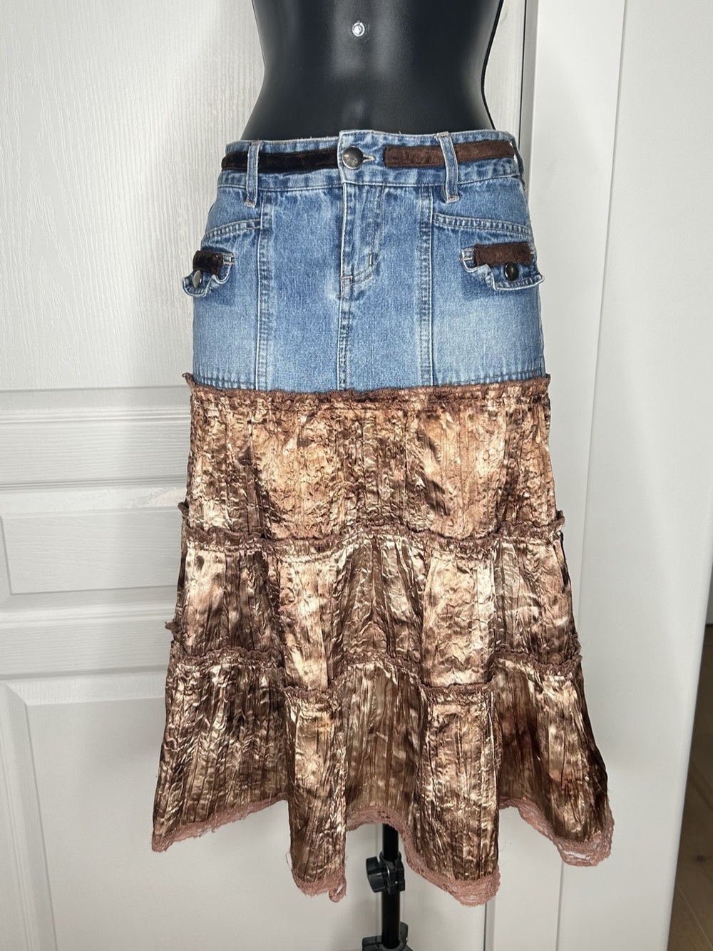 Girls maxi mixed materials skirt